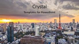  Presentation with tokyo - PPT layouts consisting of tokyo-tower-in-tokyo-japan background and a light gray colored foreground