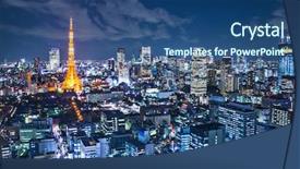  Presentation with tokyo - PPT theme featuring tokyo tower in tokyo japan background and a ocean colored foreground