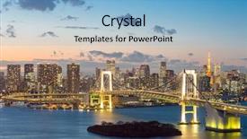  Presentation with tokyo - Slide set enhanced with tokyo tower skyline and rainbow background and a light blue colored foreground