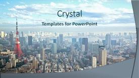  Presentation with tokyo - Slide set consisting of tokyo tower with skyline cityscape background and a cool aqua colored foreground