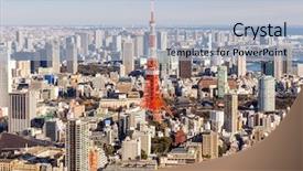  Presentation with tokyo - Beautiful slides featuring tokyo tower with skyline backdrop and a light blue colored foreground
