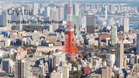  Presentation with tokyo - Presentation theme with tokyo-tower-with-skyline background and a light blue colored foreground