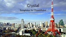  Presentation with tokyo - PPT theme featuring tokyo tower background and a light blue colored foreground