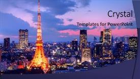  Presentation with tokyo - Theme with tokyo tower background and a light blue colored foreground