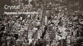  Presentation with tokyo - Cool new PPT theme with tokyo-urban-rooftop-view-background backdrop and a dark gray colored foreground