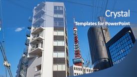  Presentation with communication tower - Colorful slide deck enhanced with tokyo with communication tower backdrop and a teal colored foreground