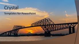  Presentation with tokyo - Beautiful PPT layouts featuring tokyo with tokyo gate bridge backdrop and a teal colored foreground