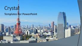  Presentation with cherry blossoms of tokyo - Cool new slide deck with tokyo backdrop and a light blue colored foreground