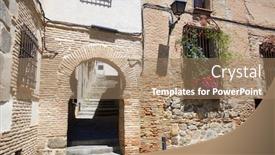  Presentation with spain - Presentation theme having toledo-juderia-facades-in-castile background and a coral colored foreground