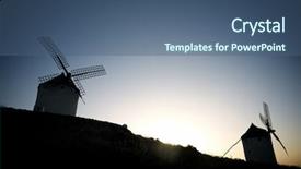  Presentation with windmills - PPT theme having quixote - windmills in consuegra toledo province background and a ocean colored foreground