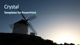  Presentation with windmills - Theme featuring quixote - windmills in consuegra toledo province background and a  colored foreground