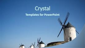  Presentation with windmills - Theme consisting of quixote - windmills in consuegra toledo province background and a ocean colored foreground