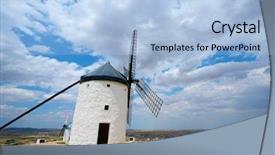  Presentation with windmills - Presentation theme enhanced with quixote - windmills in consuegra toledo province background and a light blue colored foreground