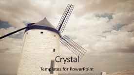  Presentation with windmill - PPT theme consisting of quixote - windmill in consuegra toledo province background and a soft green colored foreground