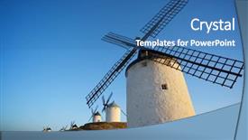  Presentation with diversity spain children - Amazing PPT theme having quixote - windmills in consuegra toledo province backdrop and a ocean colored foreground