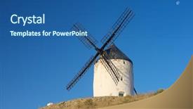  Presentation with windmill - Slide set featuring quixote - windmill in consuegra toledo province background and a ocean colored foreground
