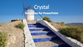  Presentation with windmill - Amazing presentation theme having quixote - windmill in consuegra toledo province backdrop and a teal colored foreground