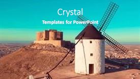  Presentation with windmill - Theme enhanced with toledo-province-castle-and-windmill background and a teal colored foreground