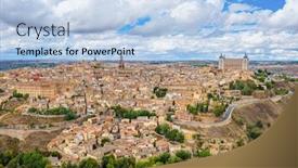  Presentation with dawn - Cool new PPT theme with toledo spain old town city skyline atr dawn backdrop and a light blue colored foreground