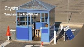  Presentation with toll booth - Cool new slides with toll booth with blank signs backdrop and a gray colored foreground