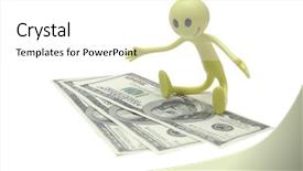  Presentation with bills - Beautiful PPT theme featuring toll cash - figure of smiley with dollar backdrop and a white colored foreground