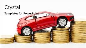  Presentation with symbol - Beautiful PPT theme featuring toll road - car on coins symbol photo backdrop and a white colored foreground