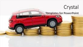  Presentation with car - Slides consisting of toll road - car on coins background and a white colored foreground