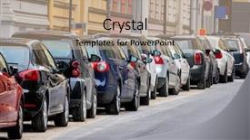  Presentation with roadside - Presentation theme with toll road - cars parked on the roadside background and a coral colored foreground