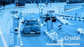  Presentation with airport - Amazing presentation design having toll road - exiting airport parking backdrop and a teal colored foreground