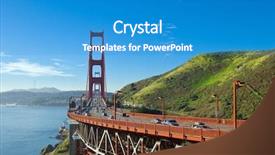  Presentation with bridge - Audience pleasing slides consisting of toll road - view onto golden gate bridge backdrop and a teal colored foreground