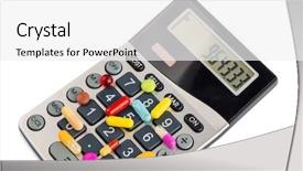  Presentation with pharmaceutical tablets - Presentation having toll system - tablets are on a calculator background and a white colored foreground
