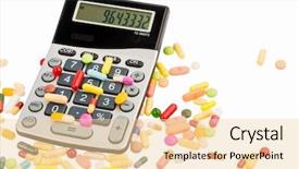  Presentation with pharmaceutical tablets - Colorful presentation theme enhanced with toll system - tablets lie on a calculator backdrop and a lemonade colored foreground