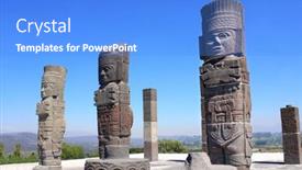  Presentation with toltec - Slide deck with toltec-atlantes-columns-on-top background and a cobalt blue colored foreground