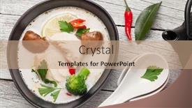  Presentation with milk coconut - Theme with tom-kha-traditional-thai-soup background and a coral colored foreground