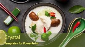  Presentation with hot tea - Beautiful slides featuring tom-kha-traditional-thai-soup backdrop and a tawny brown colored foreground