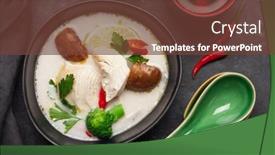  Presentation with milk coconut - Amazing presentation having tom-kha-traditional-thai-soup backdrop and a tawny brown colored foreground