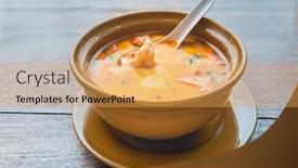  Presentation with milk coconut - Audience pleasing PPT theme consisting of tom-yam-kong-on-wooden backdrop and a yellow colored foreground