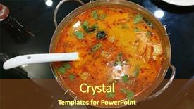  Presentation with seafood - Slide deck consisting of tom yam seafood - thailand traditional background and a tawny brown colored foreground