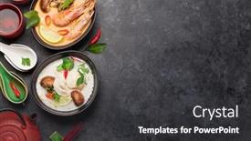  Presentation with milk coconut - Beautiful presentation theme featuring tom-yum-and-tom-kha backdrop and a dark gray colored foreground