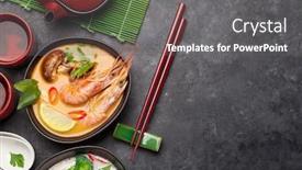  Presentation with green coconut - PPT theme enhanced with tom-yum-and-tom-kha background and a gray colored foreground