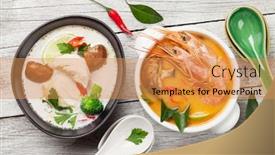  Presentation with milk coconut - PPT layouts with tom-yum-and-tom-kha background and a gold colored foreground