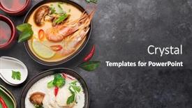  Presentation with green coconut - Colorful PPT theme enhanced with tom-yum-and-tom-kha backdrop and a dark gray colored foreground