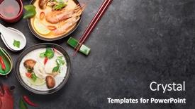 Presentation with green coconut - Presentation design featuring tom-yum-and-tom-kha background and a dark gray colored foreground