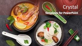  Presentation with green coconut - PPT theme featuring tom-yum-and-tom-kha background and a tawny brown colored foreground