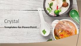  Presentation with milk coconut - Beautiful slides featuring tom-yum-and-tom-kha backdrop and a light gray colored foreground