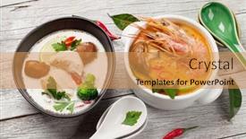  Presentation with milk coconut - Presentation theme consisting of tom-yum-and-tom-kha background and a yellow colored foreground