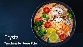  Presentation with thai - PPT layouts consisting of tom-yum-thai-soup background and a navy blue colored foreground
