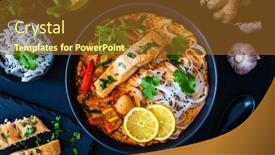  Presentation with thai - Slides consisting of tom-yum-thai-soup background and a tawny brown colored foreground