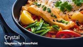  Presentation with thai - Slide deck consisting of tom-yum-thai-soup background and a navy blue colored foreground