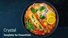  Presentation with thai - Presentation theme consisting of tom-yum-thai-soup background and a navy blue colored foreground